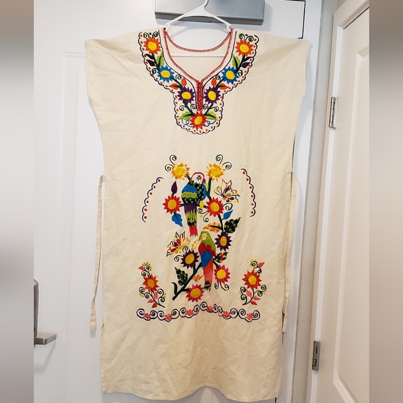 Vintage Dress Mexican Embroidered 1980s Large - Picture 5 of 5